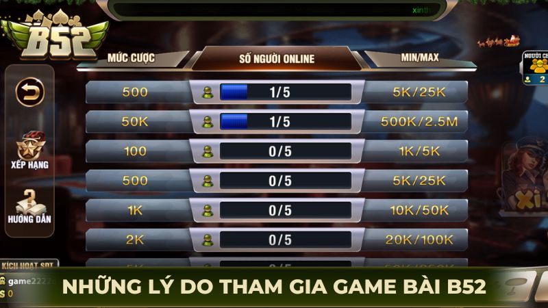 Những lý do anh em nên tham gia game bài B52